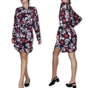Allison Wonderland Moody Floral Tie Waist Shirt Dress Size 2